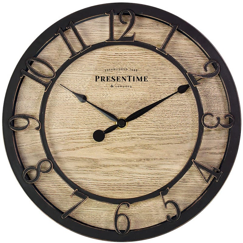 Presentime & Co 10" Farmhouse Series Wall Clock, Cottage Style, Vintage Design, Oil Rubbed Bronze - Image 1